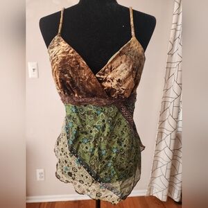 Green and Brown Women's Halter Top